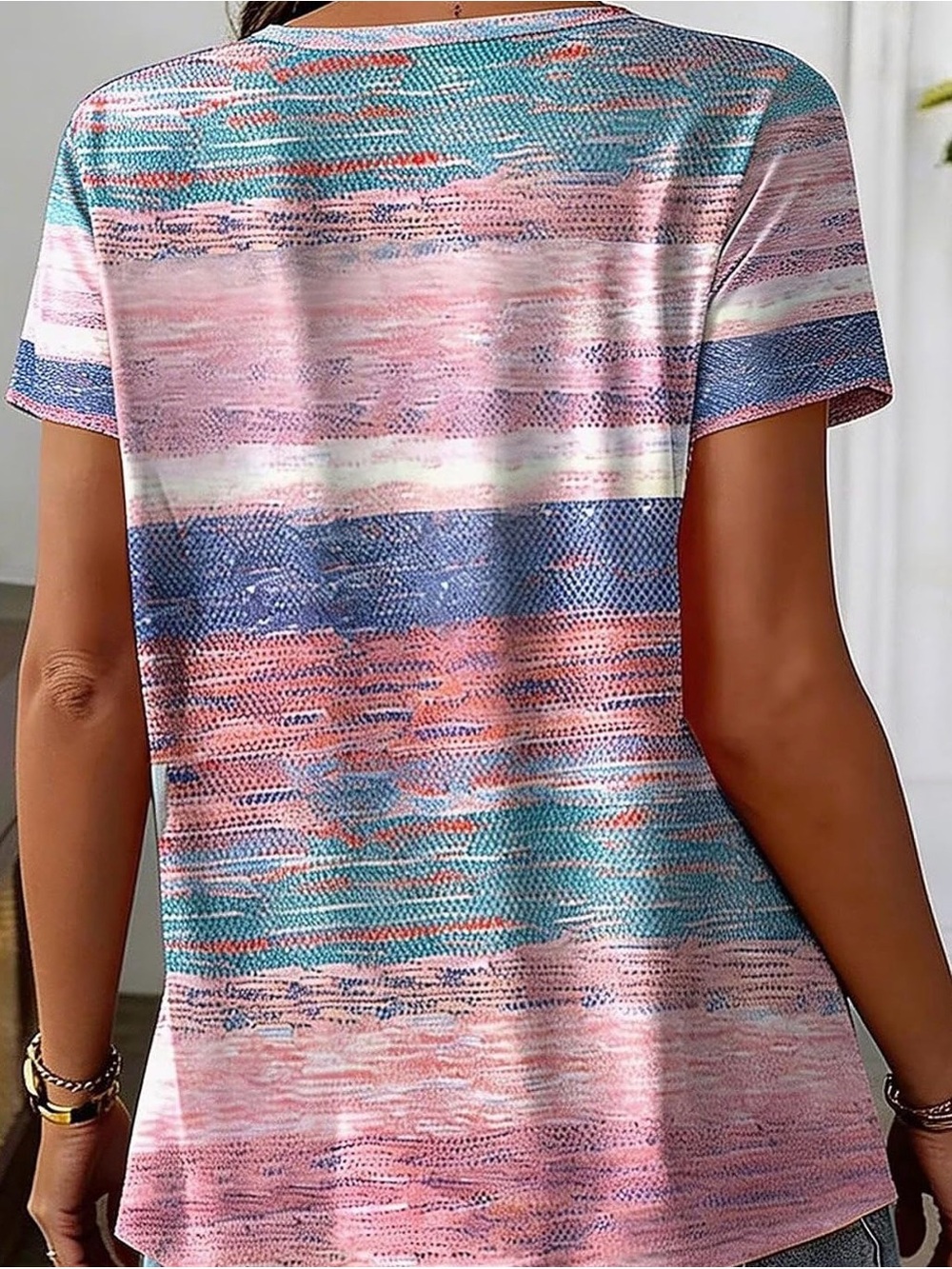 Flamingals Women's V Neck Summer Tops 2026 Short Sleeve PS2-30 - Picture 2 of 6
